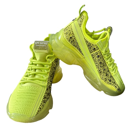 Steve Madden Maxima Lime Green Rhinestone Chunky Sneakers - Picture 4 of 7